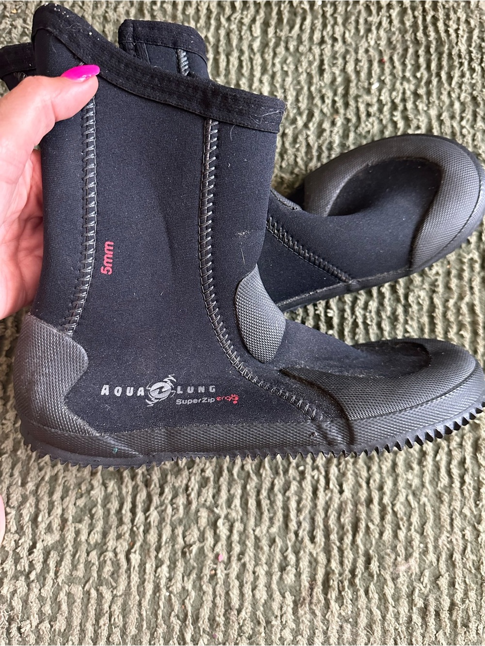 Aqua Lung 5mm super zip Neoprene Dive Boots - Black size 7